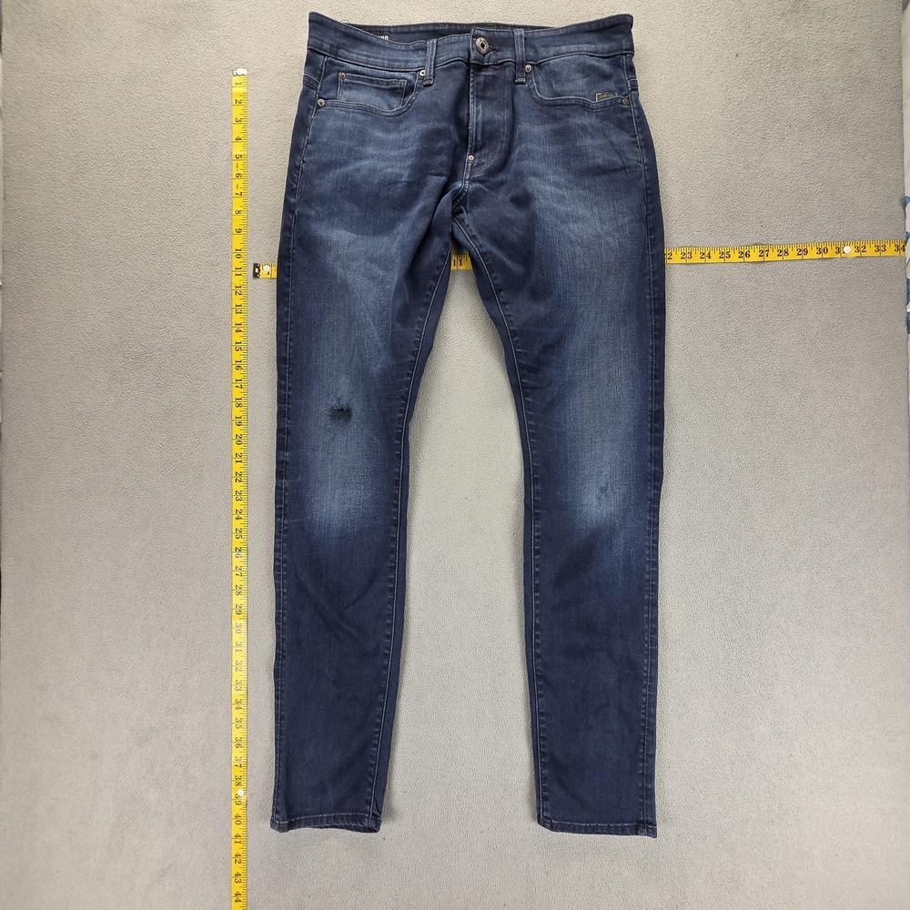 G-Star‎ RAW Jeans Mens 32x34 Blue Revend Skinny Distressed Repaired Tears Denim